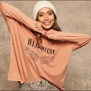 WANDERLUST Mineral Washed Vintage Inspired Long Sleeve Tee